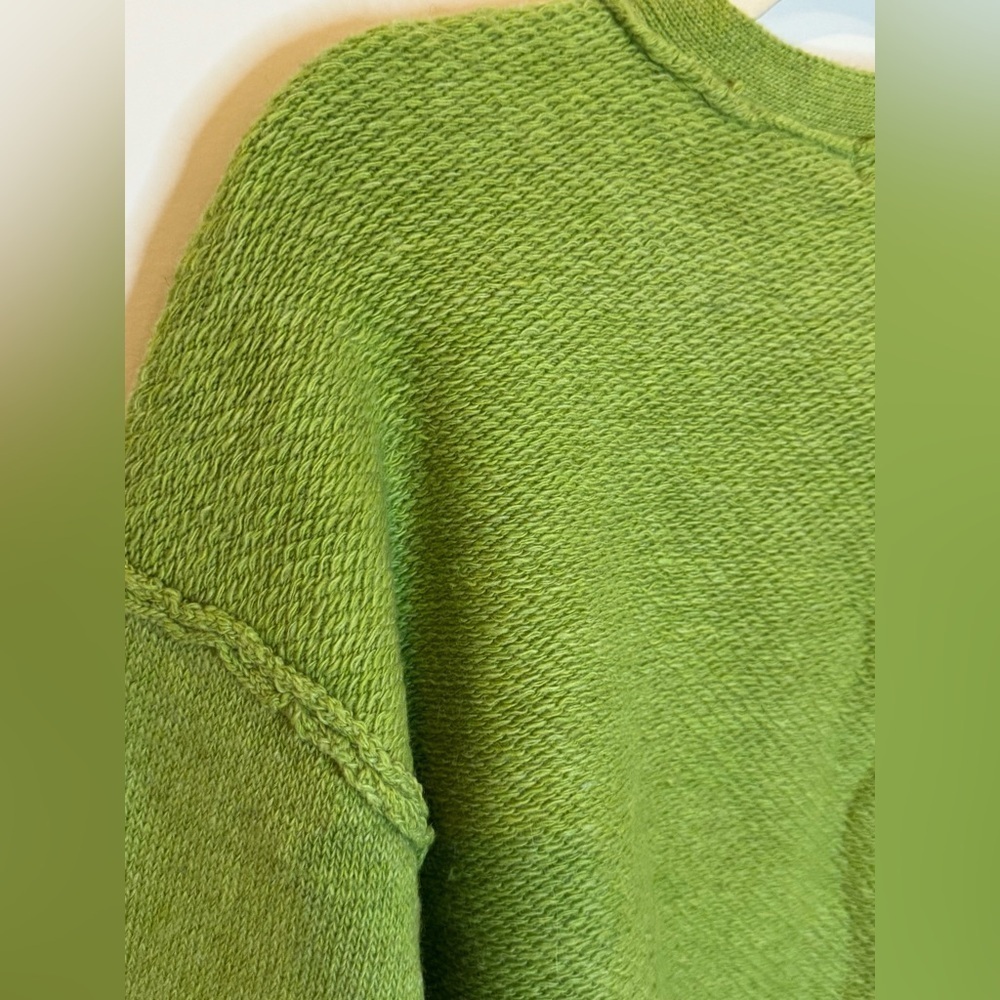 NEW LUSH Women’s Green Button Front Chunky Knit Cropped Cardigan Size L - Picture 5 of 7